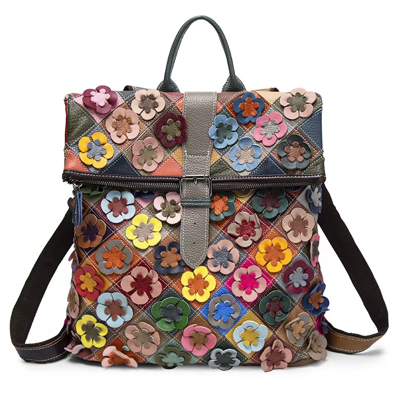 Women'S Fashion Backpack - Mochila Vintage Feminina em Couro Genuíno
