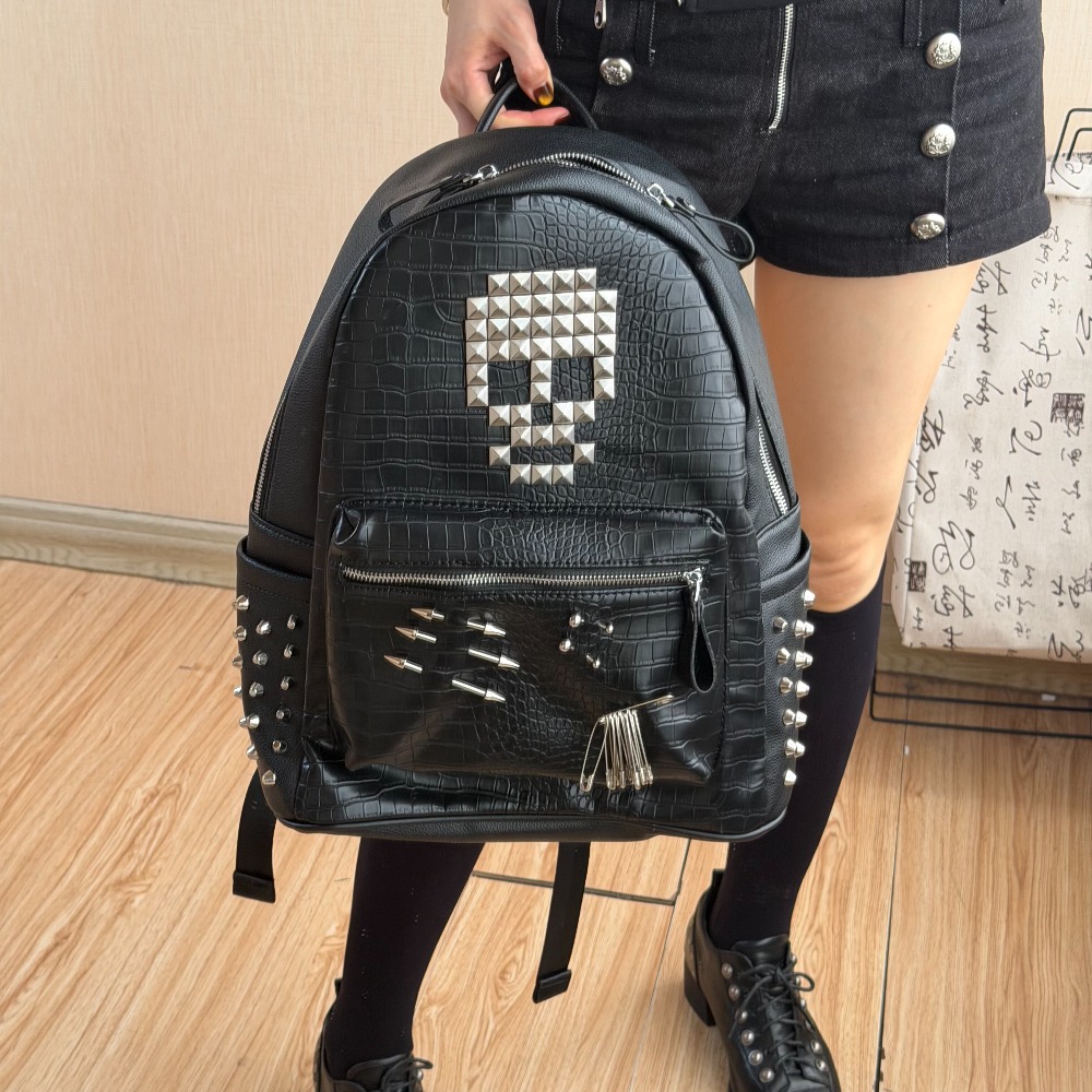 Women'S Fashion Backpack - Mochila Original com Padrão de Crocodilo