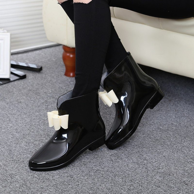 Women'S Fashion Rain Boots - Mulheres flor bowtie tornozelo bota inverno