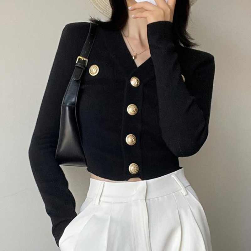 Women'S Fashion From The 90S - Cardigan de malha frontal com botão