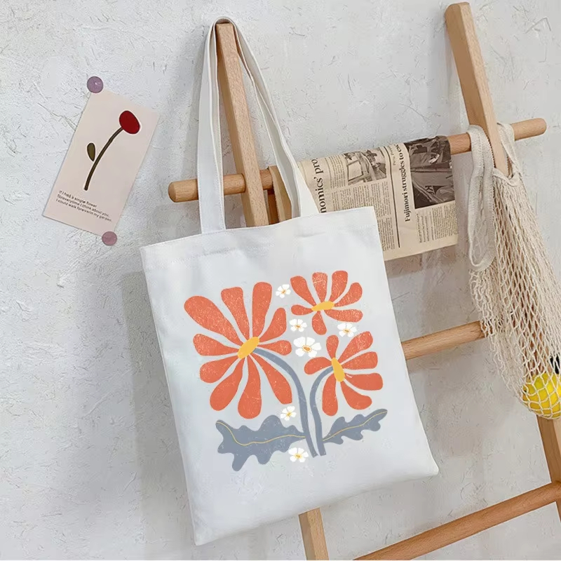Canvas Tote Bag - Bolsa feminina boho floral, bolsa de