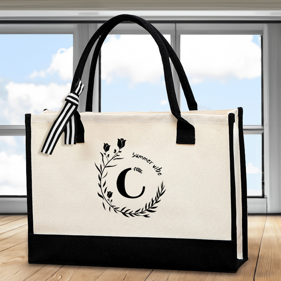 Canvas Tote Bag - Bolsa tote de couro com estampa
