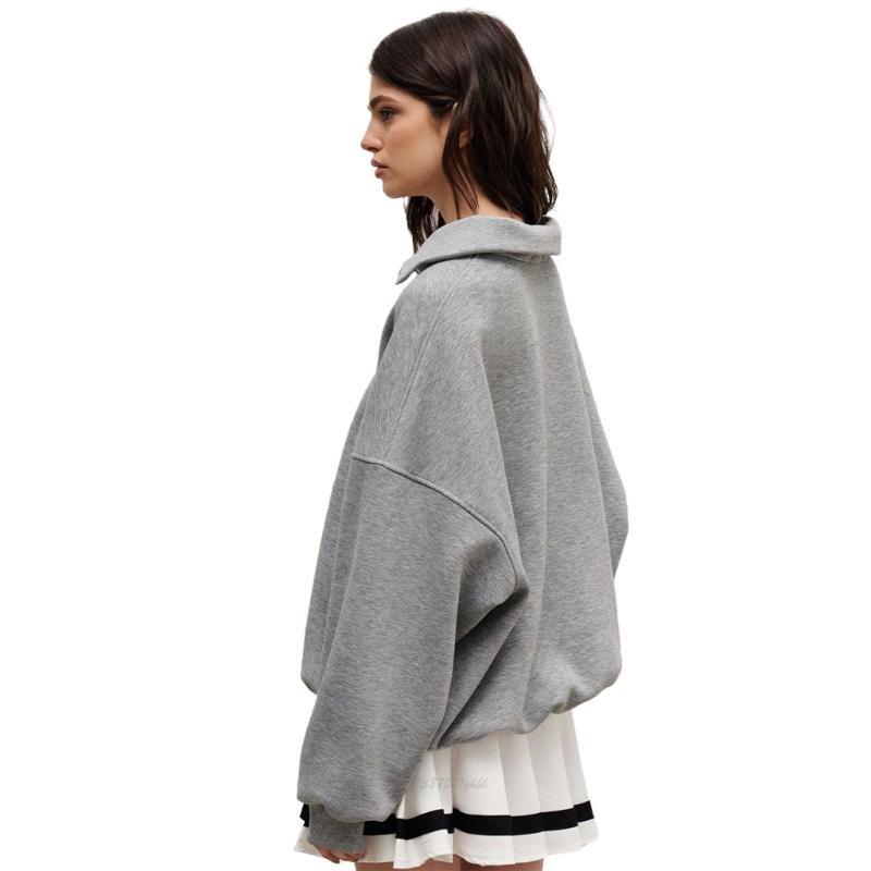 Women'S Fashion Quarter Zip - X5xa feminina manga longa quarto zip