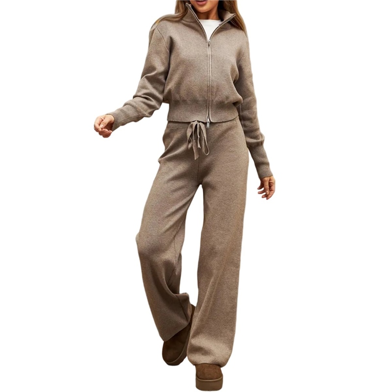Women'S Fashion Quarter Zip - Blusa Feminina de Tricô com Gola