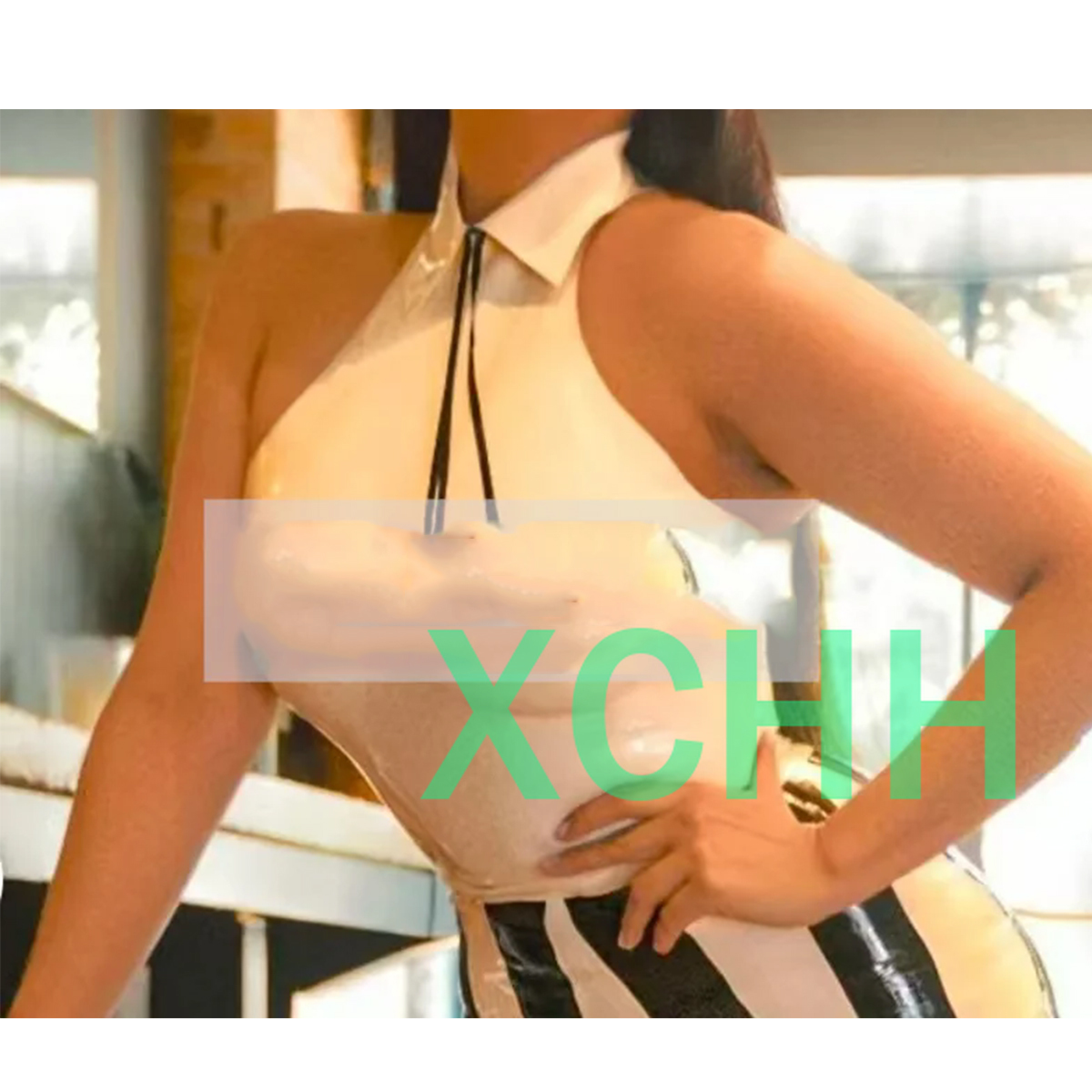 Women Fashion Vest - Camisa de Látex Natural Sexy para