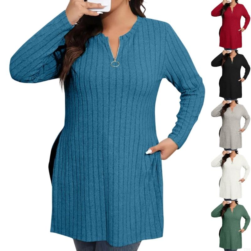 Women'S Fashion Quarter Zip - 77HE pulôver feminino com zíper trimestre,