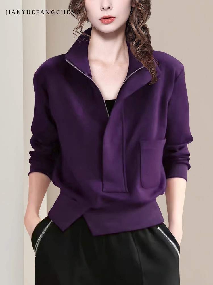 Moletom feminino de malha meio - Women'S Fashion Quarter Zip avaliação e preço