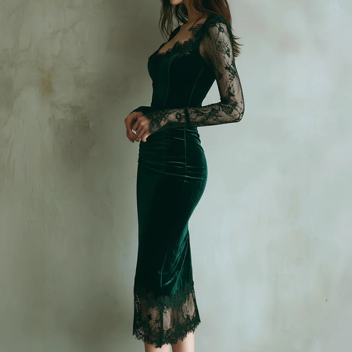 Vestido Elegante de Veludo com - Women'S Fashion Quarter Zip avaliação e preço