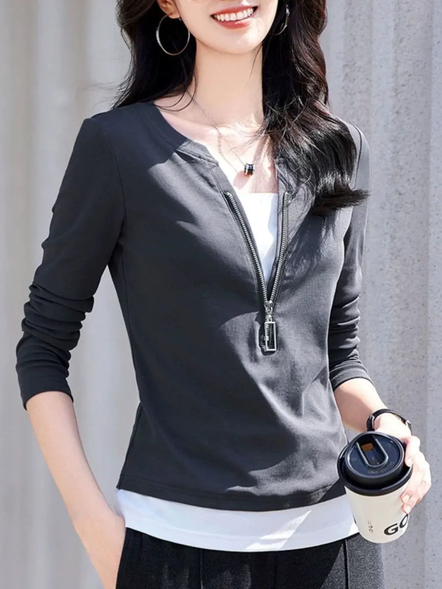 Moda feminina com decote em v  - Women'S Fashion Quarter Zip avaliação e preço