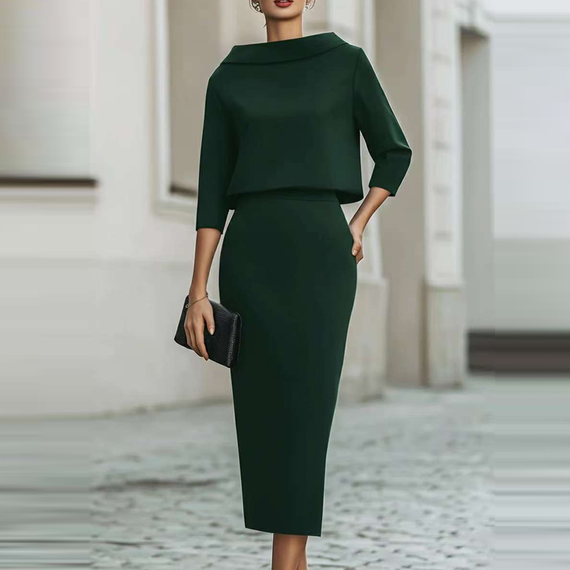 Conjunto Elegante de Saia Just - Women'S Fashion Quarter Zip avaliação e preço