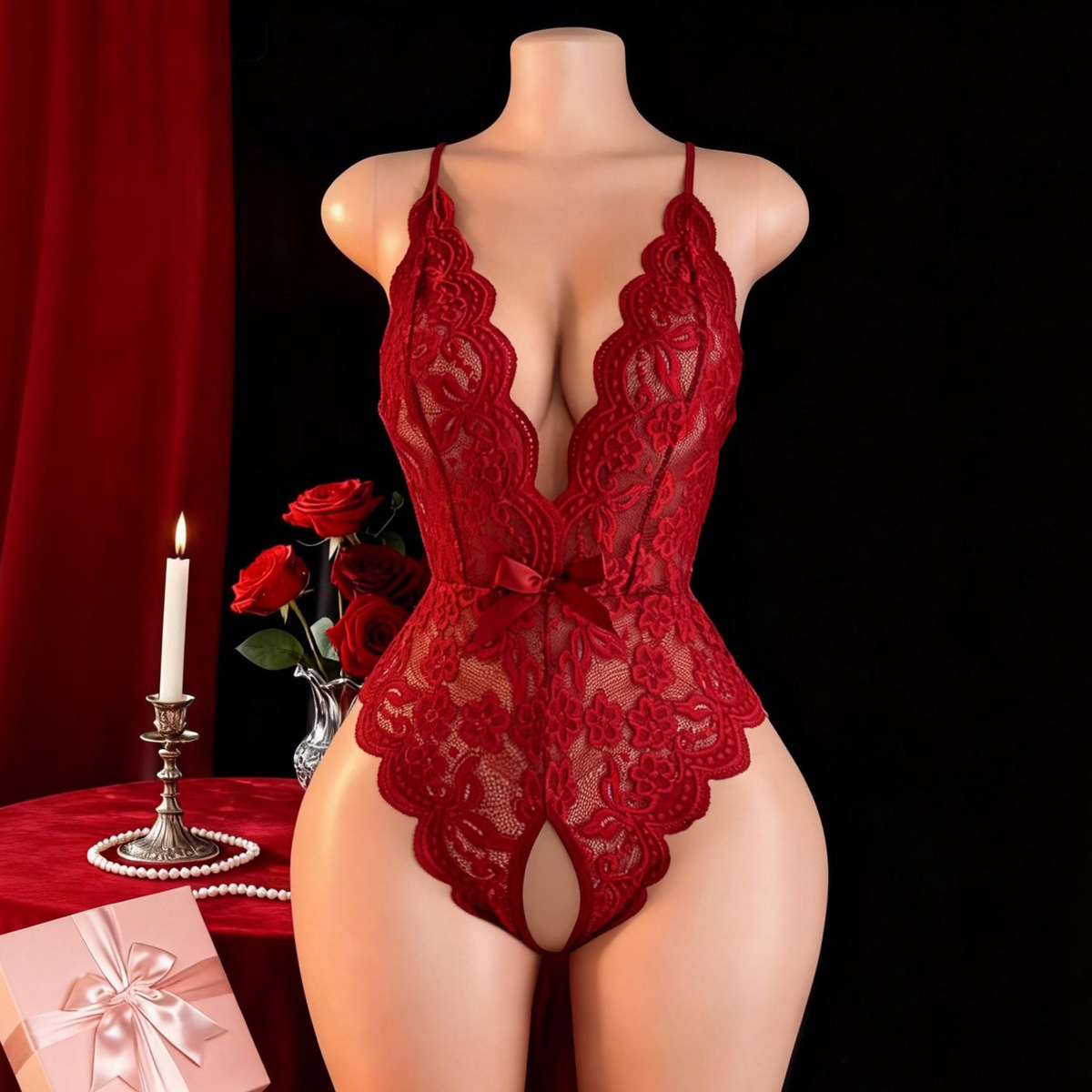 Lingerie sexy sem crotch para  - Women'S Fashion Line avaliação e preço