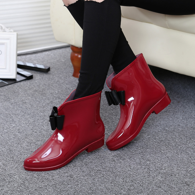 Mulheres flor bowtie tornozelo - Women'S Fashion Rain Boots avaliação e preço