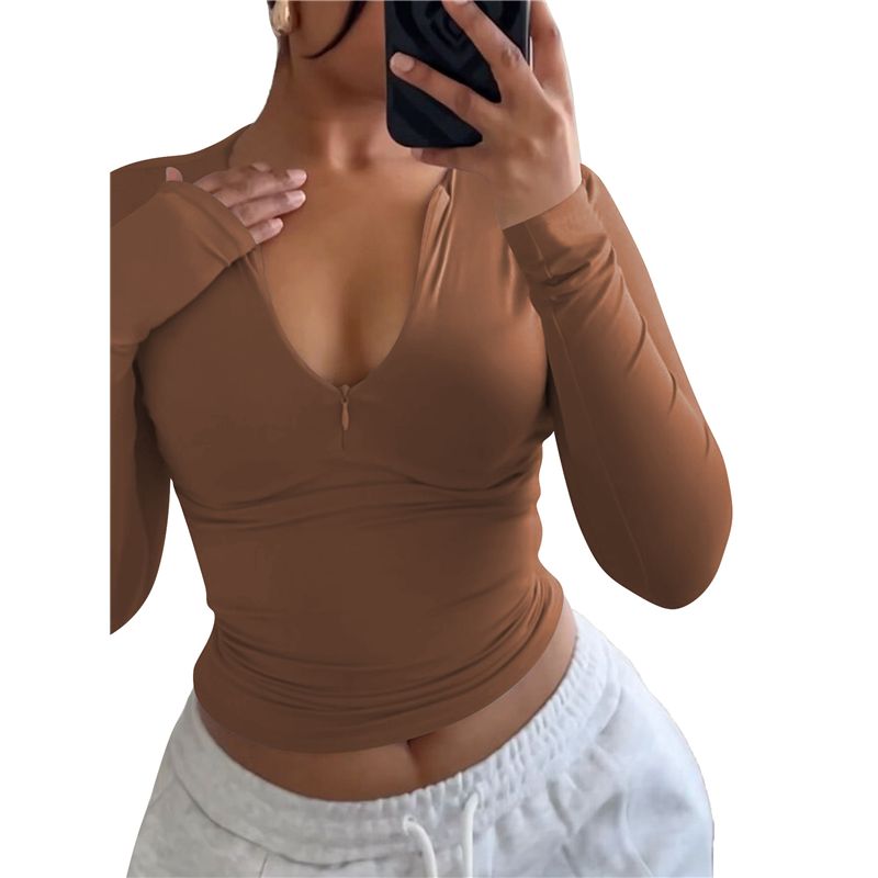 Blusa Cropped Feminina AEF6 co - Women'S Fashion Quarter Zip avaliação e preço