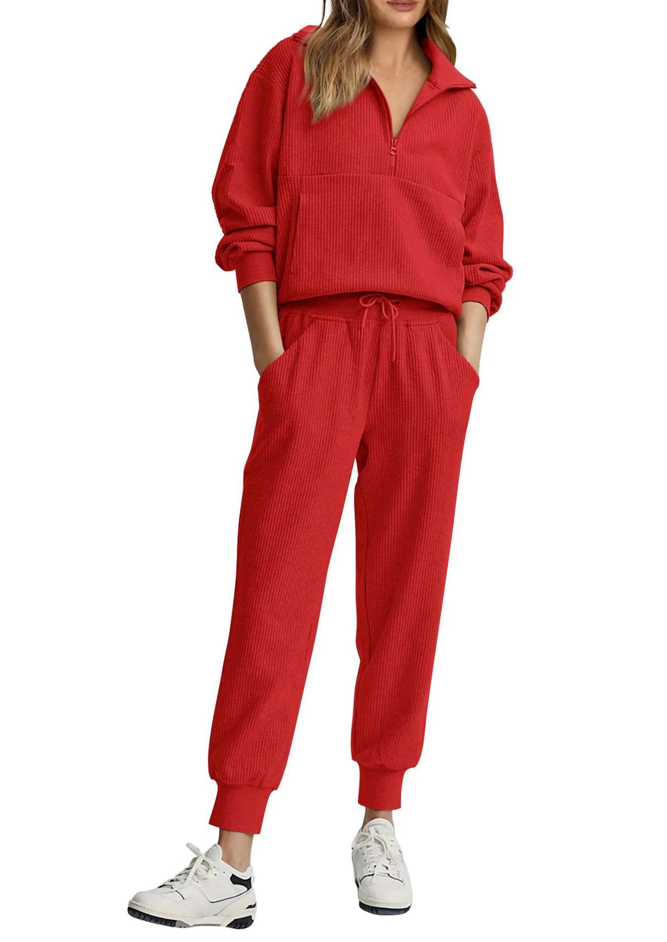 Conjunto Casual Feminino de Ca - Women'S Fashion Quarter Zip avaliação e preço