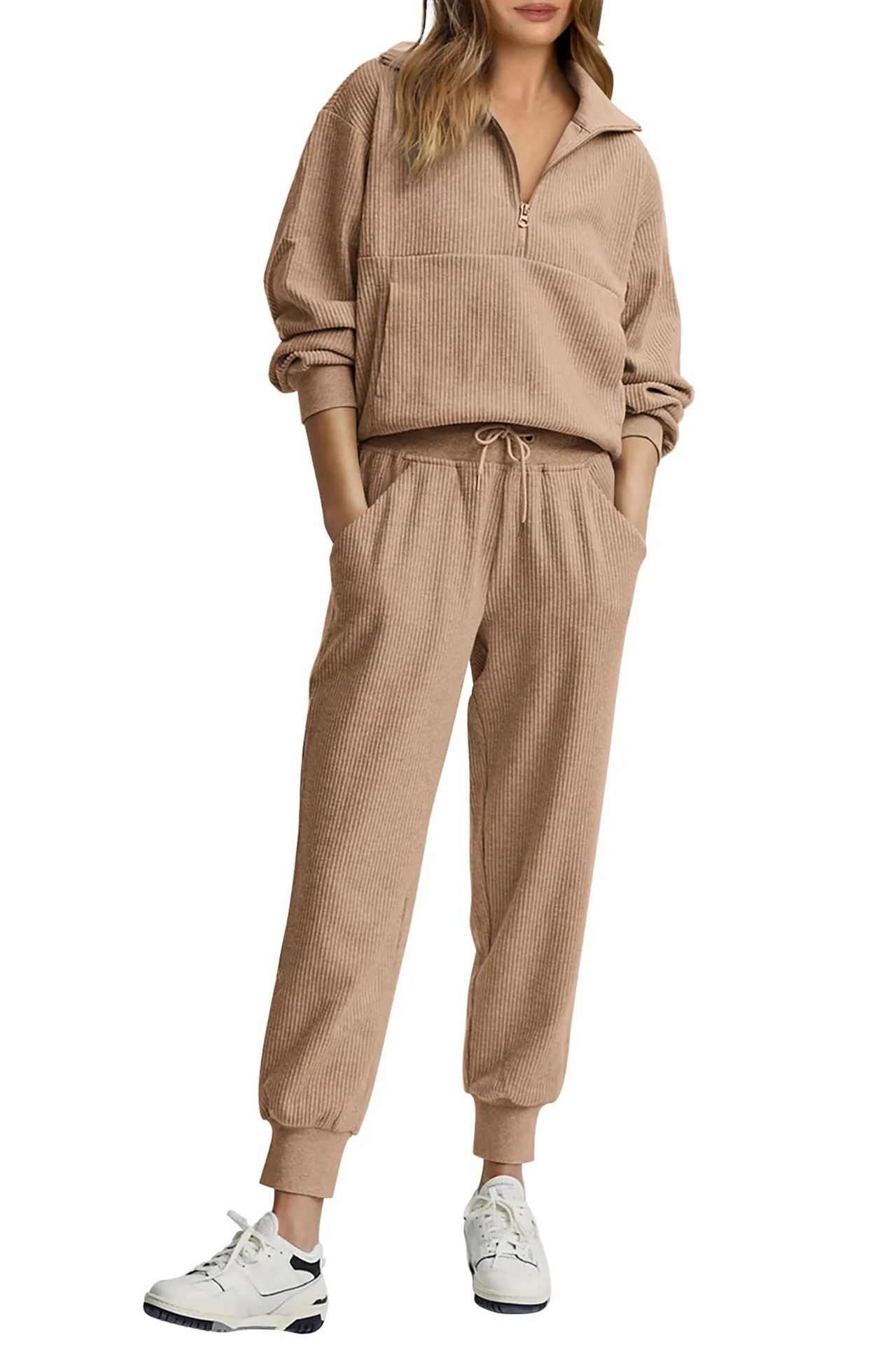 Conjunto Casual Feminino de Ca - Women'S Fashion Quarter Zip avaliação e preço