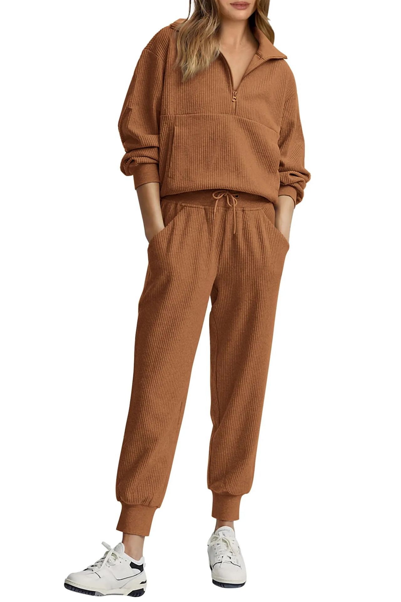 Conjunto Casual Feminino de Ca - Women'S Fashion Quarter Zip avaliação e preço