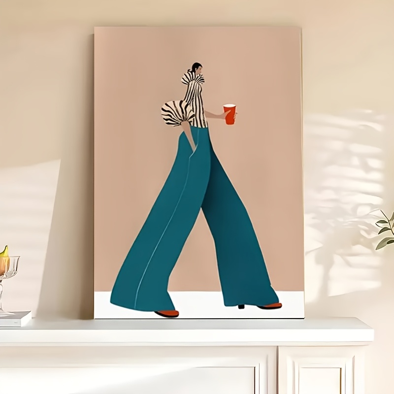 Moda azul calças mulher poster - Women Fashion Drawing avaliação e preço