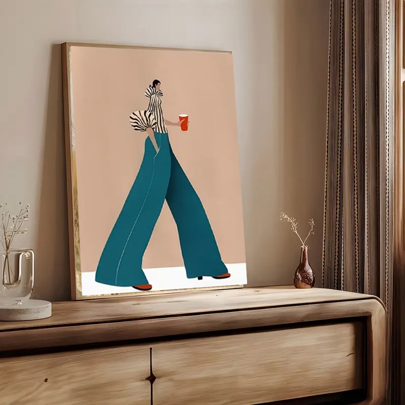 Moda azul calças mulher poster - Women Fashion Drawing avaliação e preço