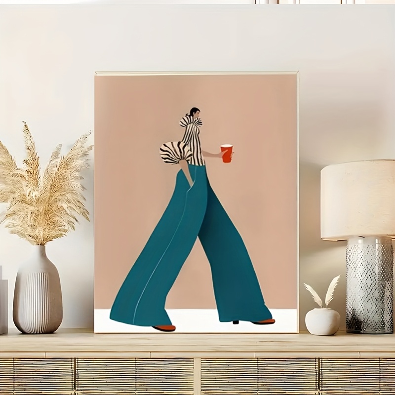 Moda azul calças mulher poster - Women Fashion Drawing avaliação e preço