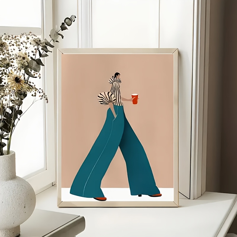 Moda azul calças mulher poster - Women Fashion Drawing avaliação e preço